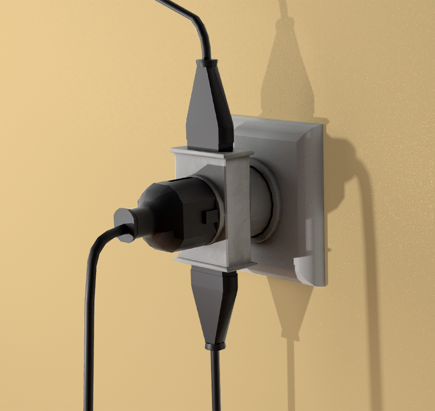 Gniazdko elektryczne z wpiętą zbyt dużą ilością wtyczek.