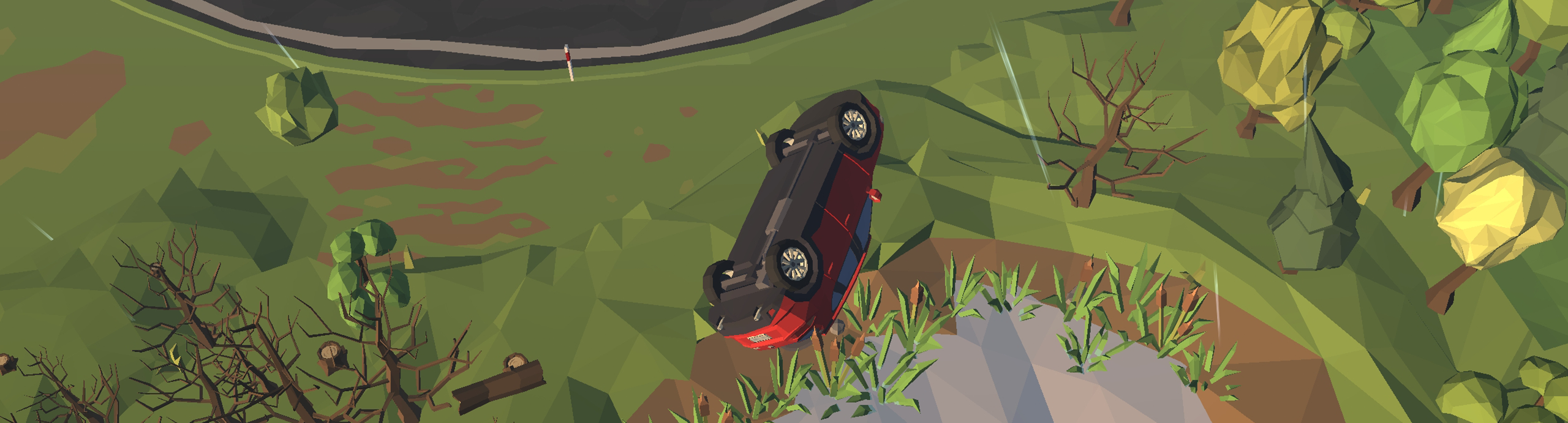 Dachujący samoch&oacute;d.