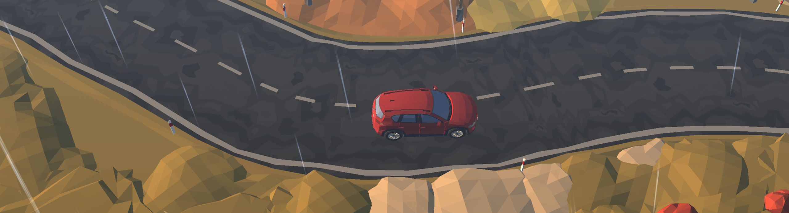 Samoch&oacute;d jadący ze zbyt dużą prędkością na mokrej nawierzchni.