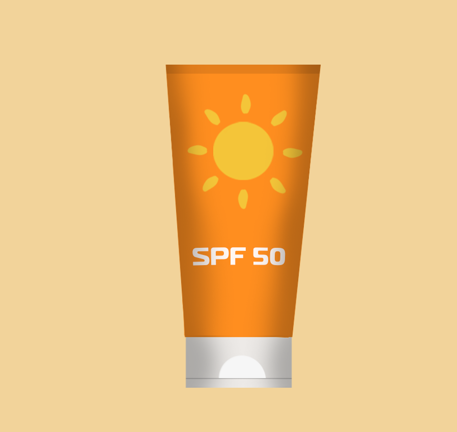 Obrazek z narysowaną tubką kremu z filtrem SPF 50.