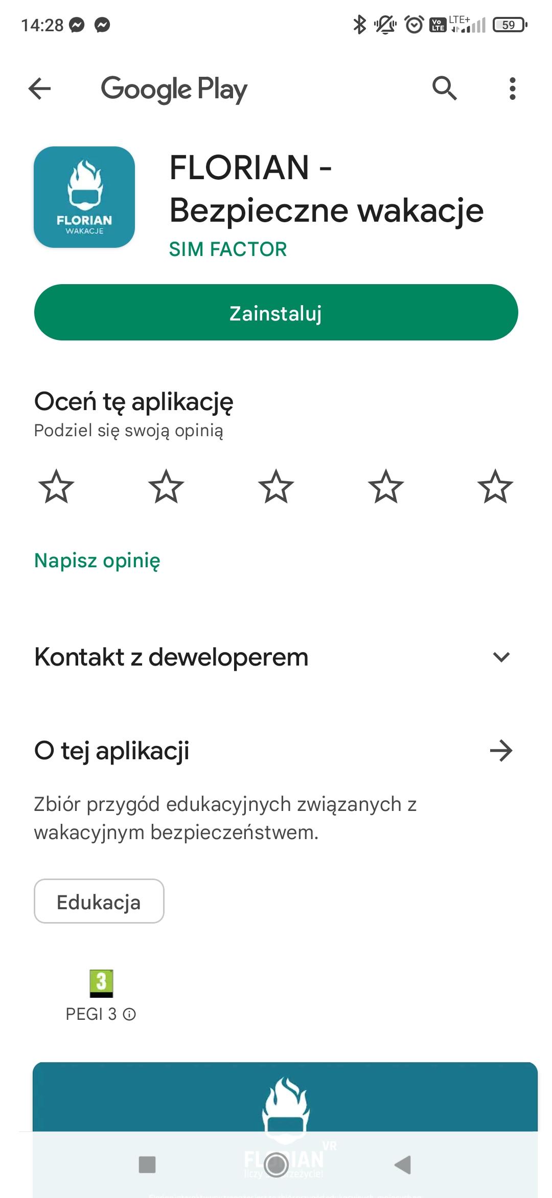 Widok aplikacji Florian w sklepie Google Play